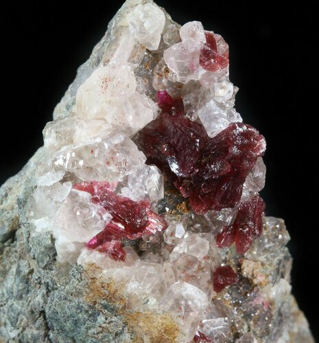 Roselite and Calcite Crystals on Matrix - Morocco #44760